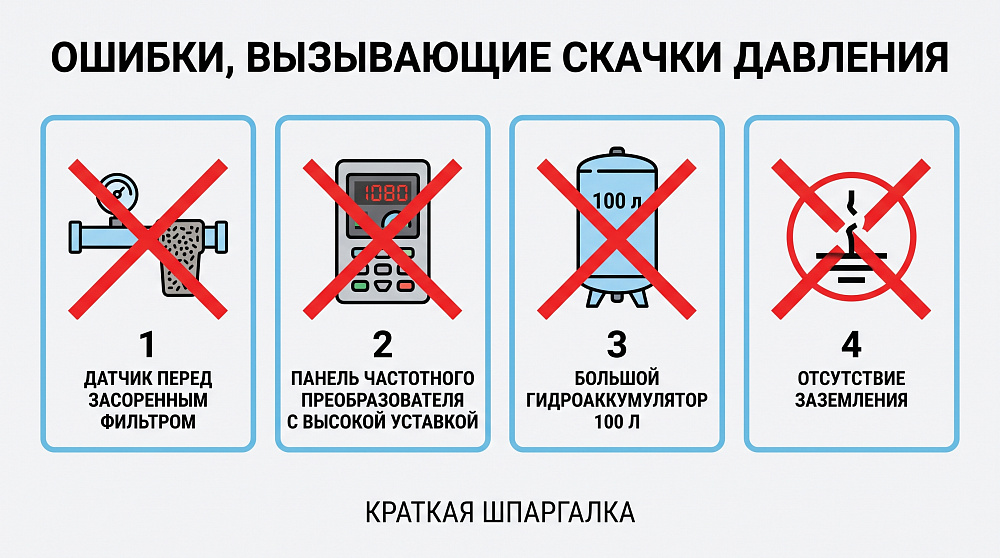Ошибки, из-за которых напор всё равно прыгает